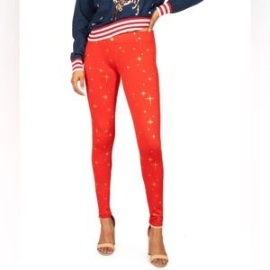 Red “Twinkle Star” Leggings by Tipsy Elves - NWT